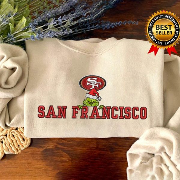 Grinch Christmas San Francisco 49ers Football Embroidered Sweatshirts, T-Shirts, Hoodies