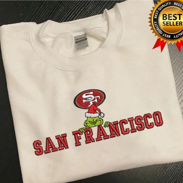 Grinch Christmas San Francisco 49ers Football Embroidered Sweatshirts, T-Shirts, Hoodies