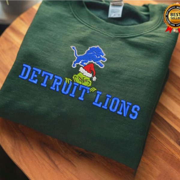 Grinch Christmas Detroit Lions Football Embroidered Sweatshirts, T-Shirts, Hoodies