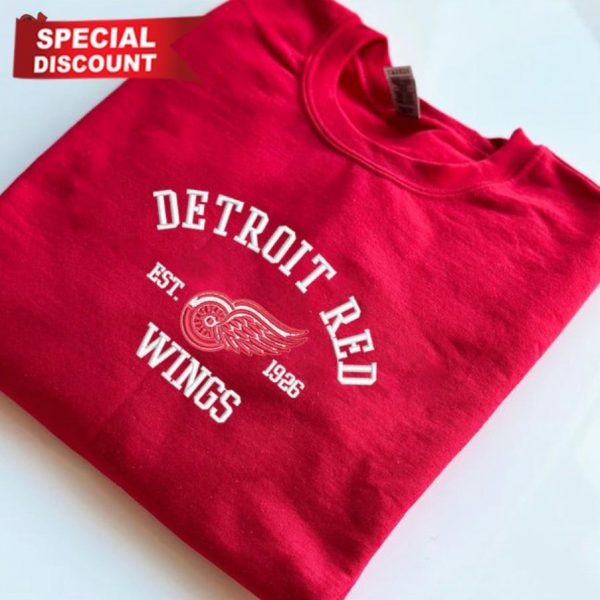 Vintage Detroit Lions Football Red Wings Embroidered Sweatshirts, T-Shirts, Hoodies