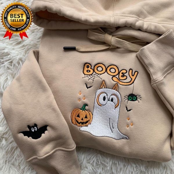 Embroidered Booey Halloween Sweatshirt, Halloween Spooky Cartoon Embroidered Shirt