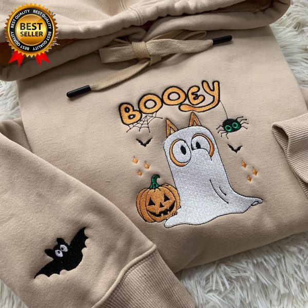 Embroidered Booey Halloween Sweatshirt, Halloween Spooky Cartoon Embroidered Shirt