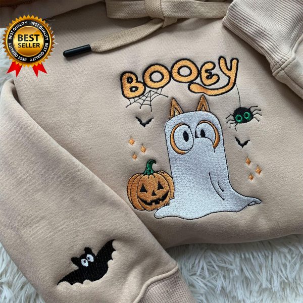 Embroidered Booey Halloween Sweatshirt, Halloween Spooky Cartoon Embroidered Shirt