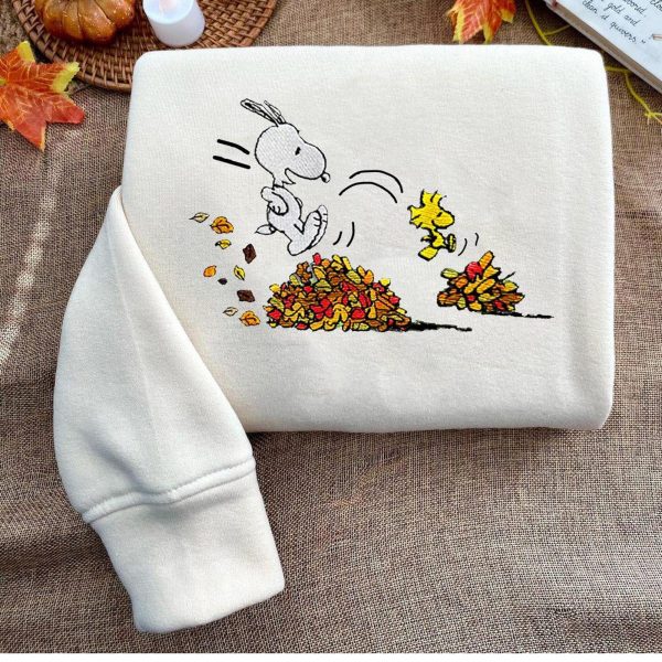 Snoopy Halloween Embroidery Sweatshirt, Trick Or Treat Embroidered Sweatshirt, Autumn Gift Fall Cozy Hoodie