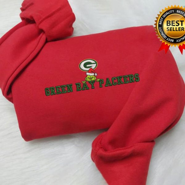 Grinch Christmas NFL Green Bay Packers Football Embroidered Sweatshirts, T-Shirts, Hoodies