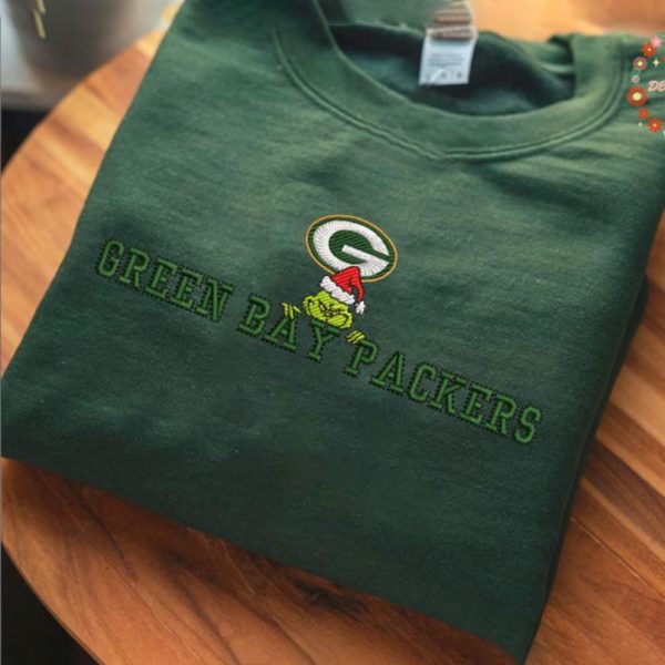 Grinch Christmas NFL Green Bay Packers Football Embroidered Sweatshirts, T-Shirts, Hoodies