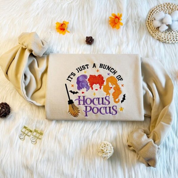 Embroidered Hocus Pocus Witch Sweatshirt, Halloween Witch Embroidered Shirt