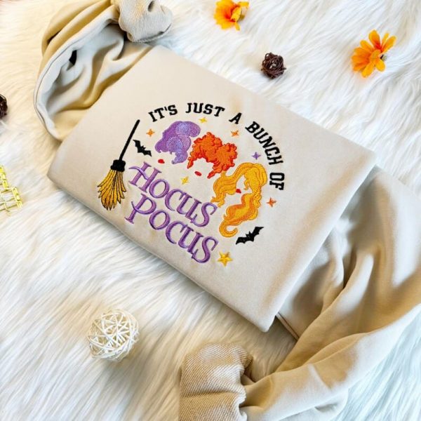 Embroidered Hocus Pocus Witch Sweatshirt, Halloween Witch Embroidered Shirt