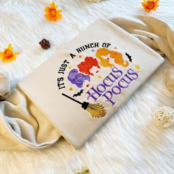 Embroidered Hocus Pocus Witch Sweatshirt, Halloween Witch Embroidered Shirt