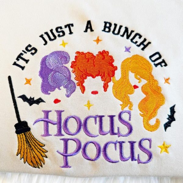 Embroidered Hocus Pocus Witch Sweatshirt, Halloween Witch Embroidered Shirt