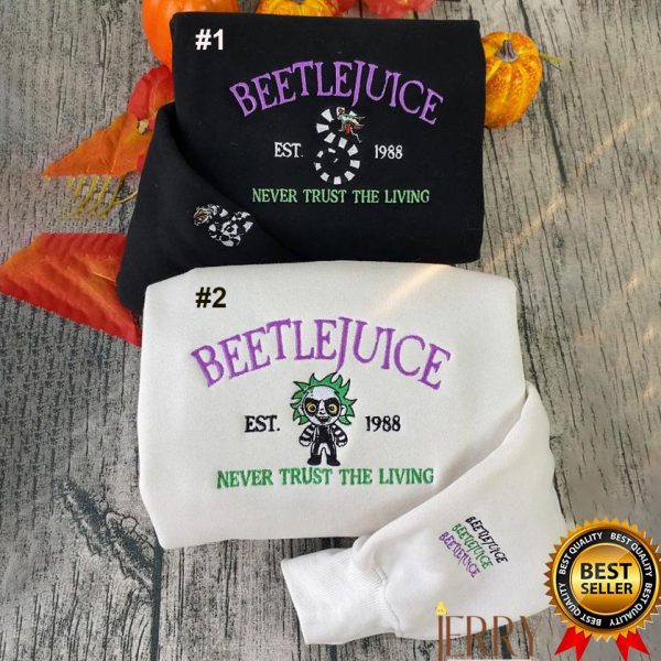 Embroidered BeetleJuice Parody Sweatshirt, BeetleJuice Movie Halloween Embroidery Sweatshirt, Custom Halloween Couple Embroidery