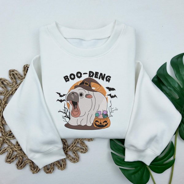 Cute Baby Pygmy Hippo Moo Deng Halloween Embroidered Sweatshirts, T-Shirts, Hoodies