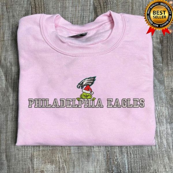 Grinch Christmas NFL Philadelphia Eagles Football Embroidered Sweatshirts, T-Shirts, Hoodies