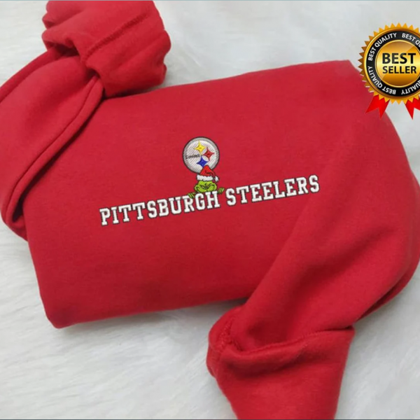 Grinch NFL Pittsburgh Steelers Football Embroidered Sweatshirts, T-Shirts, Hoodies