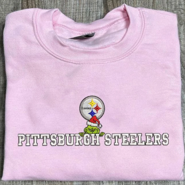 Grinch NFL Pittsburgh Steelers Football Embroidered Sweatshirts, T-Shirts, Hoodies