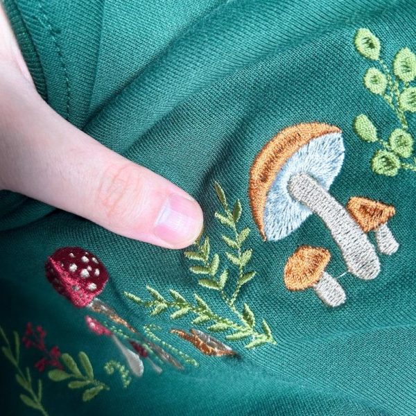 Mushrooms Embroidered Sweatshirt, Mushrooms Embroidered T-shirt, Mushrooms Embroidered Hoodie