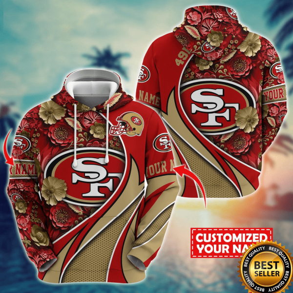 Personalized NFL San Francisco 49ers Hoodie Flower 3D Hoodie, San Francisco 49ers Football 3D Fan Gift