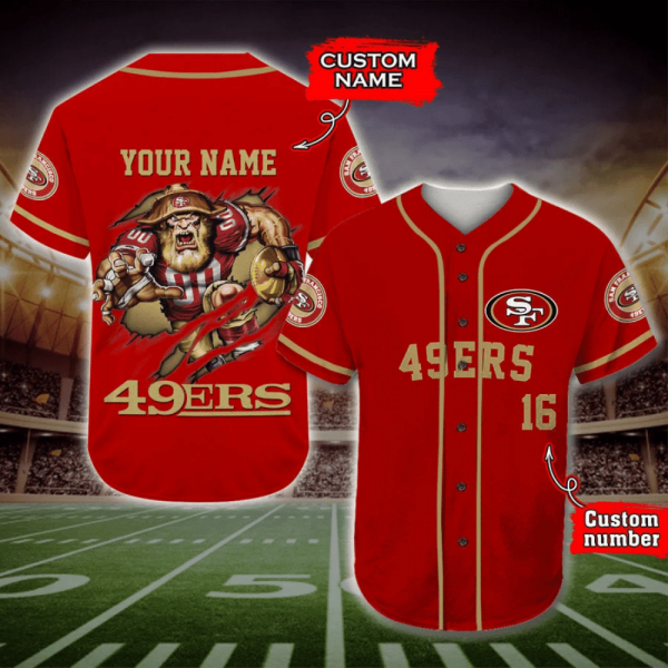 Personalized NFL San Francisco 49ers Custom Name and Number Baseball Jersey Shirts