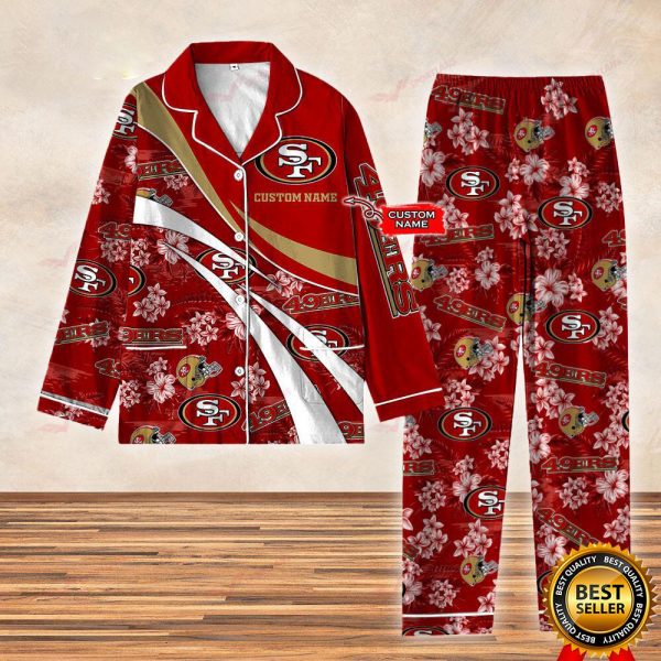 Personalized NFL San Francisco 49ers Football Custom Name Satin Pajamas