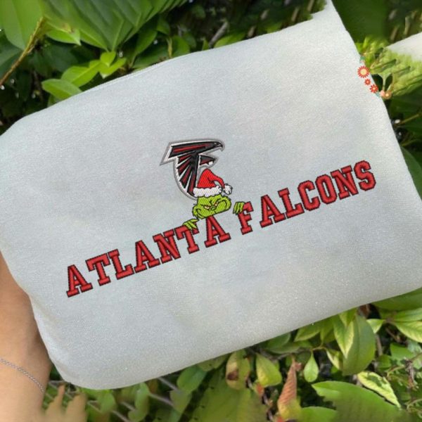 Grinch Christmas NFL Atlanta Falcons Football Embroidered Sweatshirts, T-Shirts, Hoodies