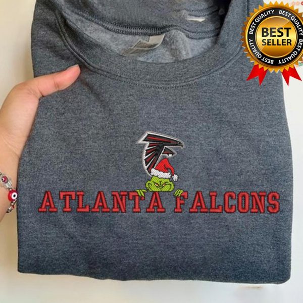 Grinch Christmas NFL Atlanta Falcons Football Embroidered Sweatshirts, T-Shirts, Hoodies