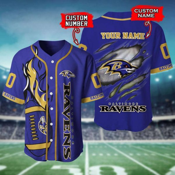 Personalized NFL Baltimore Ravens Custom Name and Number Baseball Jersey Shirts