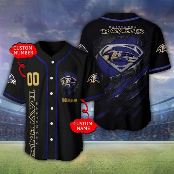 Personalized NFL Baltimore Ravens Custom Name and Number Baseball Jersey Shirts