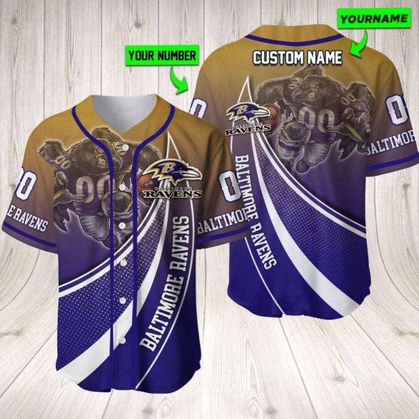 Personalized NFL Baltimore Ravens Custom Name and Number Baseball Jersey Shirts