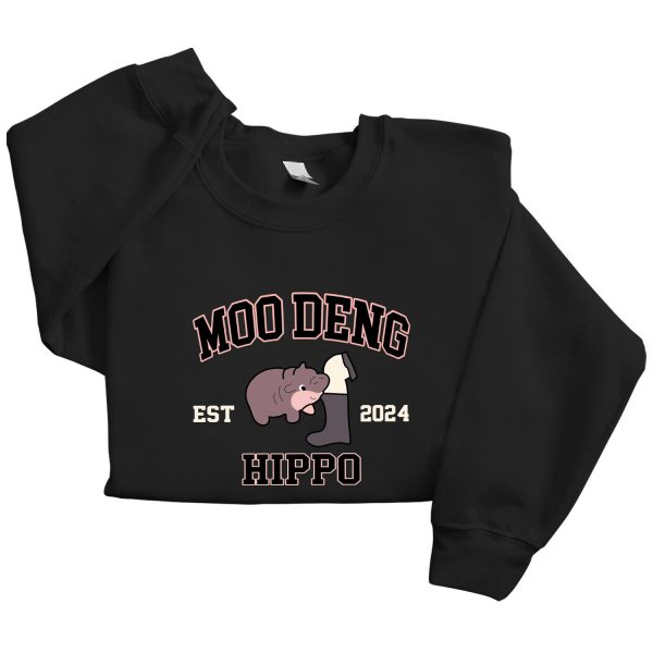 Funny Baby Pygmy Moo Deng Hippo 2024 Embroidered Sweatshirts, T-Shirts, Hoodies