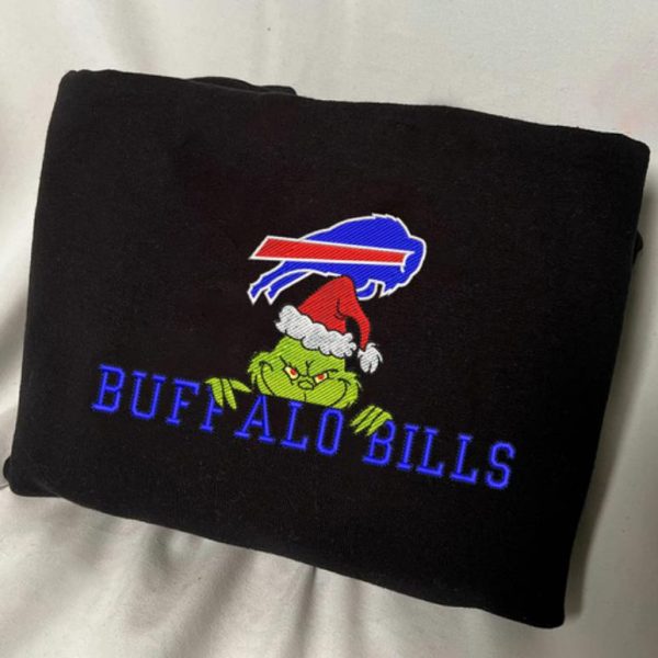 Grinch Christmas NFL Buffalo Bills Football Embroidered Sweatshirts, T-Shirts, Hoodies