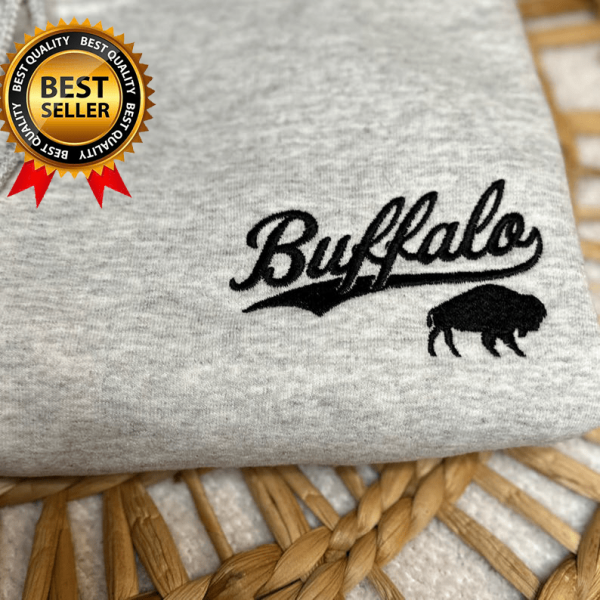 Buffalo Embroidered Sweatshirt, Buffalo Football Fan Lover Embroidered Hoodie