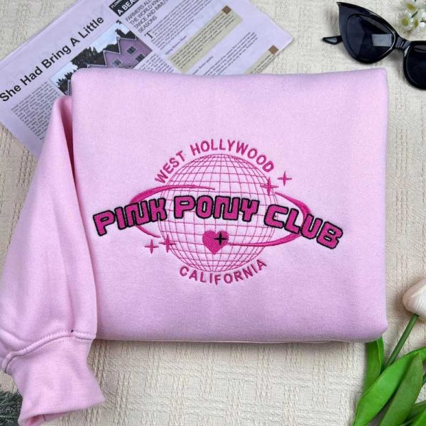 Pink Pony Club Embroidered Sweatshirt, Chappell Roan Midwest Princess Tour Embroidered Hoodie