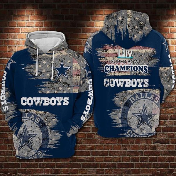 Dallas Cowboys Nfl Football Camouflage Flag American 3d Hoodie, Cowboys Football Fan Gift