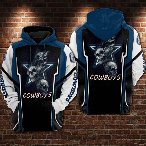 Dallas Cowboys Nfl Football Three Skull 3d Hoodie, Cowboys Football Fan Gift