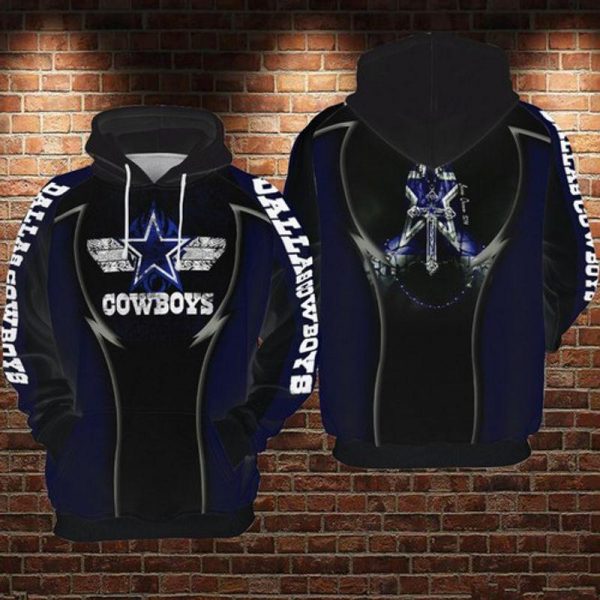 Dallas Cowboys Jesus Cross 3D Hoodie, Cowboys Football Fan Gift