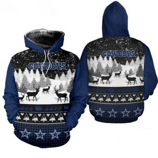 Matching Family Christmas 3D Hoodie Dallas Cowboys, Dallas Football Fan 3D Gift