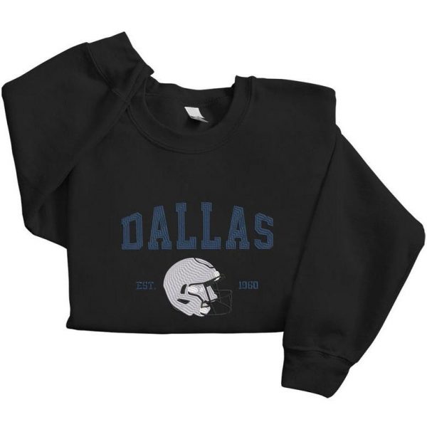 Embroidered Dallas Football Sweatshirt, Embroidered Style Dallas Football Hoodie