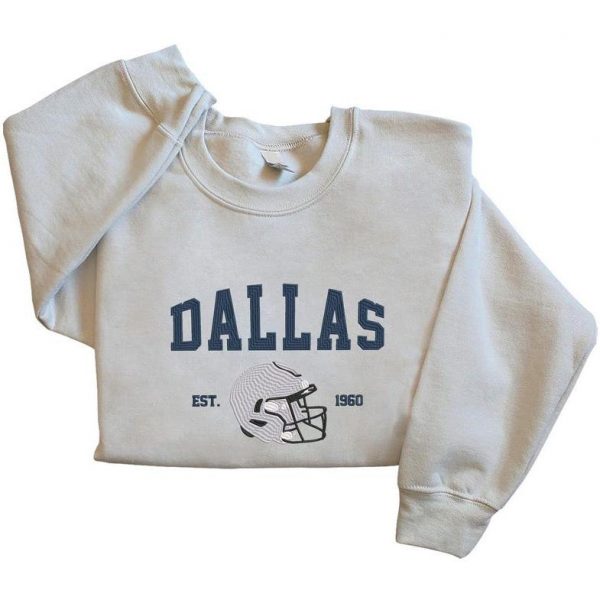 Embroidered Dallas Football Sweatshirt, Embroidered Style Dallas Football Hoodie