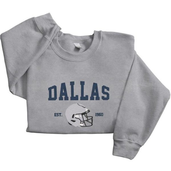 Embroidered Dallas Football Sweatshirt, Embroidered Style Dallas Football Hoodie