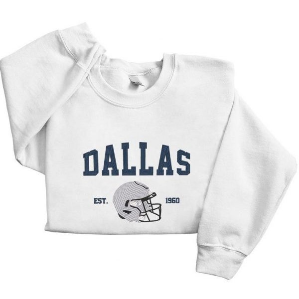 Embroidered Dallas Football Sweatshirt, Embroidered Style Dallas Football Hoodie