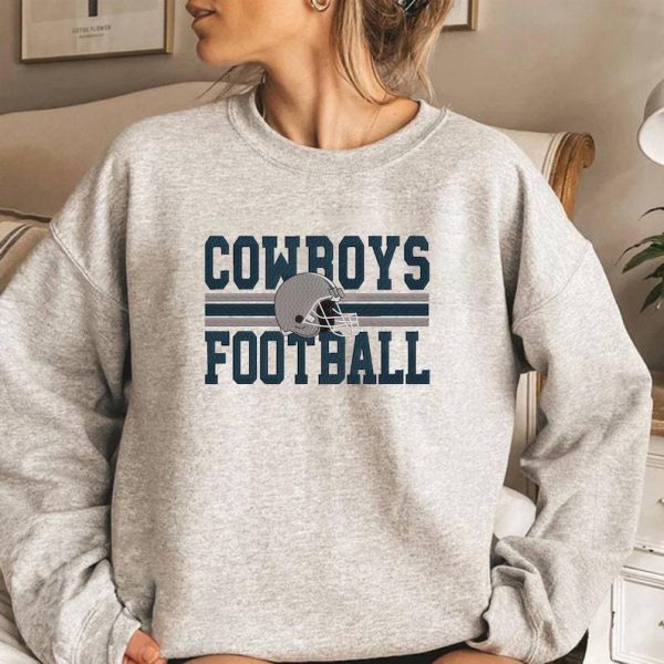 Embroidered Cowboys Football Sweatshirt, Vintage Style Cowboys Football Embroidered Shirt, Retro Dallas American Football Gift