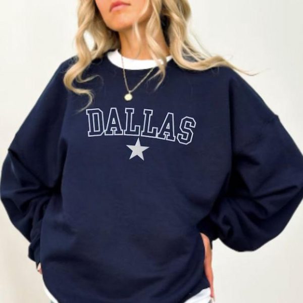 Embroidered Dallas Sweatshirt, Embroidered Dallas Football Crewneck