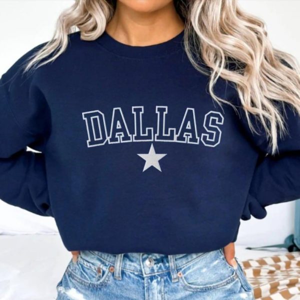 Embroidered Dallas Sweatshirt, Embroidered Dallas Football Crewneck