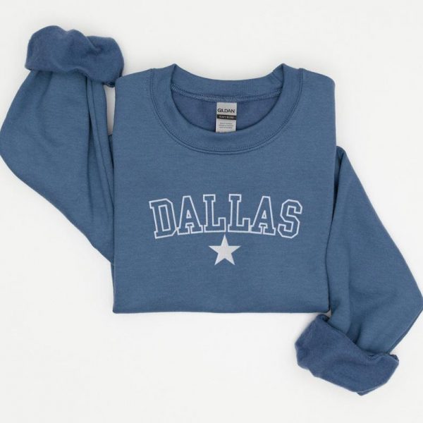 Embroidered Dallas Sweatshirt, Embroidered Dallas Football Crewneck