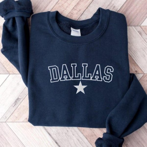 Embroidered Dallas Sweatshirt, Embroidered Dallas Football Crewneck