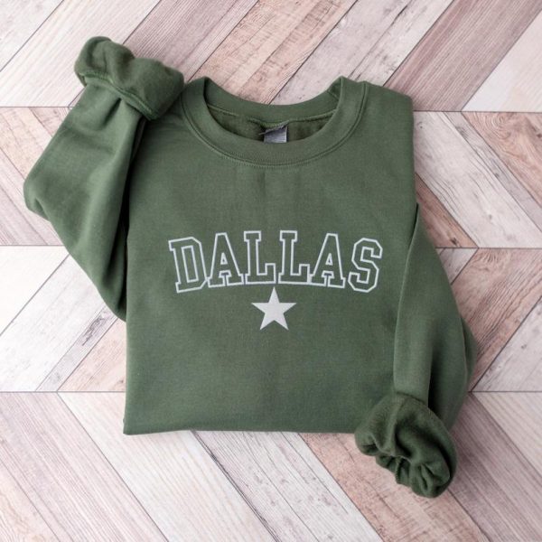 Embroidered Dallas Sweatshirt, Embroidered Dallas Football Crewneck