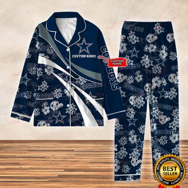 Personalized NFL Dallas Cowboys Football Custom Name Satin Pajamas