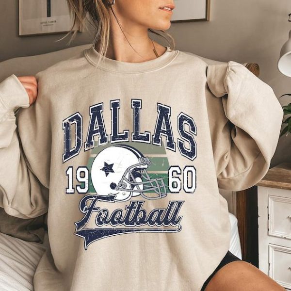 Vintage Dallas Football Fan Sweatshirt, Game Day Dallas Football Gifts