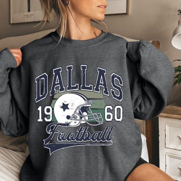 Vintage Dallas Football Fan Sweatshirt, Game Day Dallas Football Gifts