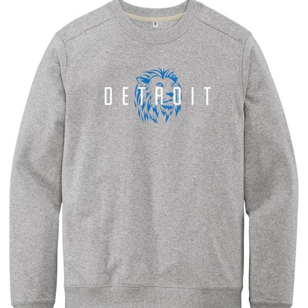 Embroidered Detroit Crewneck Sweatshirt, Lions Football Fan Gift For Men Women